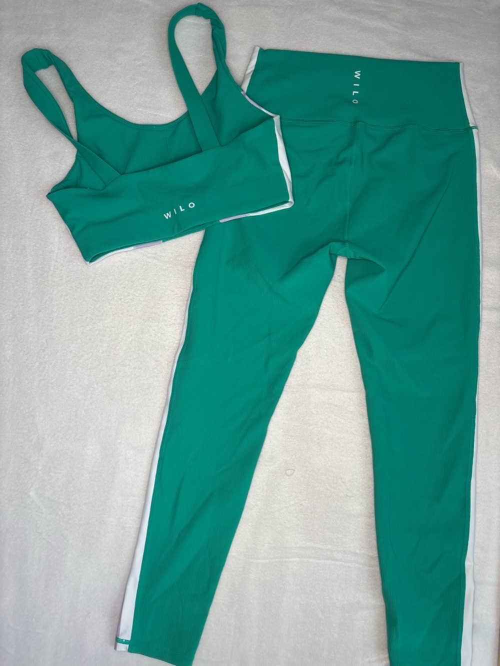 Wilo Teal Activewear Set with White & Lilac Stripe SET